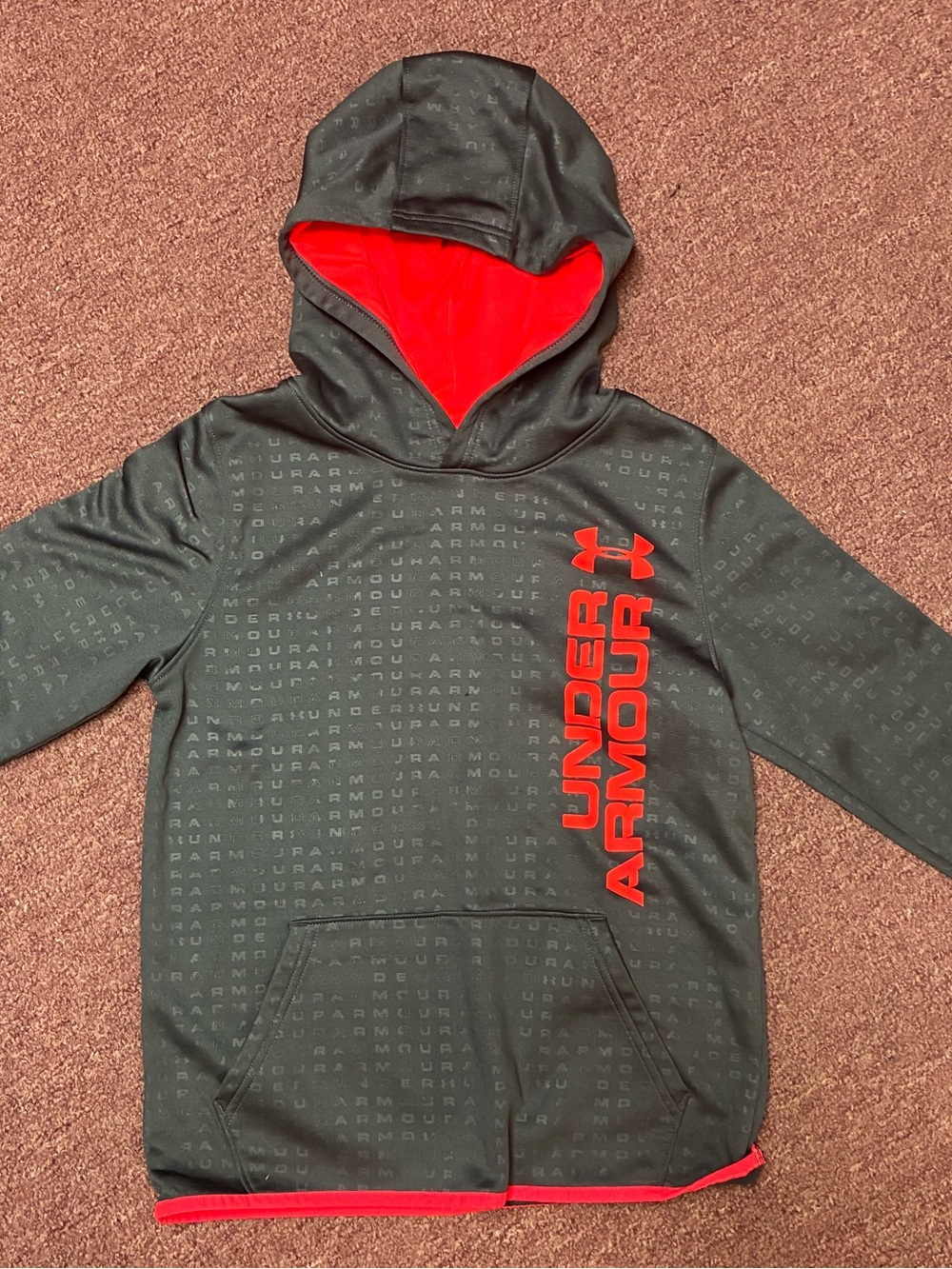 Under Armour Black Hoodie with Red Lining and Logo
